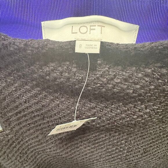 NWT Ann Taylor LOFT Black Tweed Shift Mini Skirt Double Zipper Size 8 Petite - Picture 8 of 9